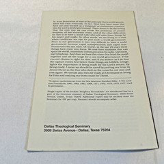 Prophecy Round Table (1981) ~ Dallas Theological Seminary ~ Paper Booklet