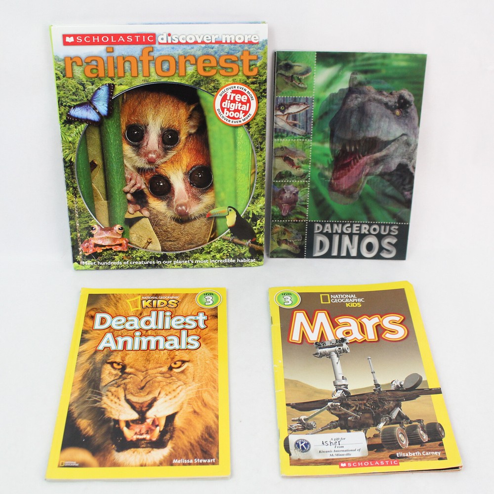 Lot of 4 Scholastic Animal & Dinosaur Books 2010-2014 – Great Condition!