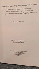EMERGENCY ARCHEOLOGY IN THE MISSOURI RIVER BASIN, 1946-1975, PB, 1999, 108 Pages