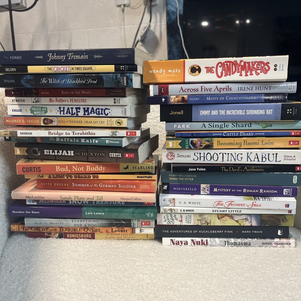 Lot Of 35 Middle Grade Novels Homeschool Newberry Books Set Reading