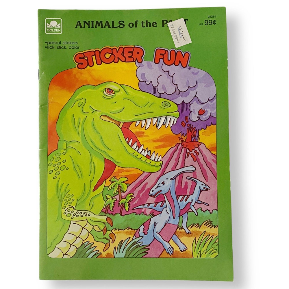Animals of The Past A Sticker Fun Book, Dinosaur Coloring Book, Golden Book 1984