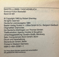 ROBERT SHECKLEY Dramocles GERMAN Paperback PB Bastei Lübbe Science Fiction 1983
