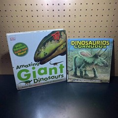 2 Book Lot- Amazing Giant Dinosaurs, Dinosaurios(bilingual) Hardcover Books