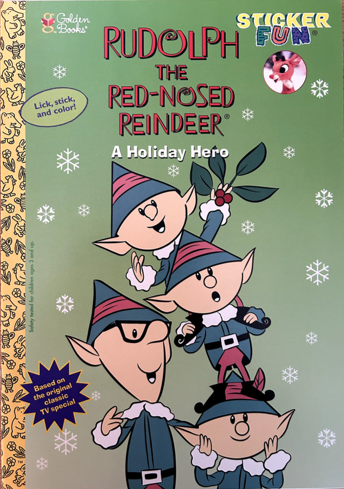 RUDOLPH THE RED-NOSED REINDEER Golden Books STICKER FUN Rare 1997 Unused MINT!