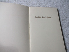 Antique 1912 For Old Sake’s Sake soft cover book 5 pages