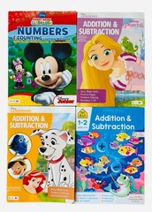 School Zone Addition and Subtraction + 3 Disney Workbooks Grades 1-2 ages 6-8