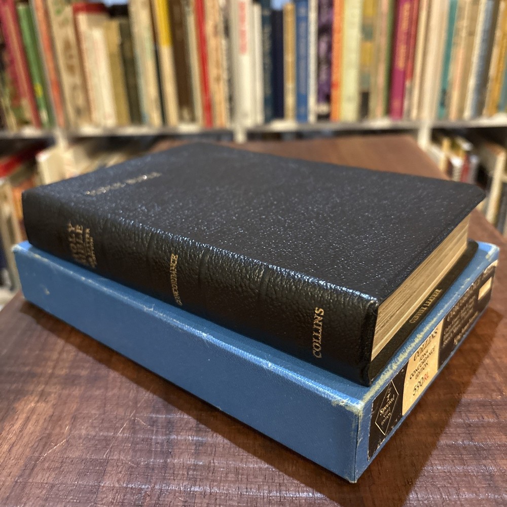 Collins Genuine Morocco Black Leather Red Letter Concordance Bible