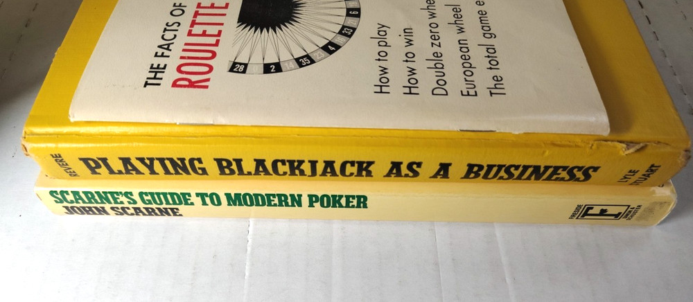 3 Books: Blackjack as Business; Facts of Roulette; Scarnes Guide to Poker