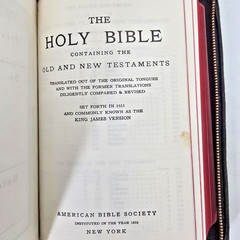 Holy Bible KJV King James Black Zippered Leather Maps 1963 Am Bible Society Vtg