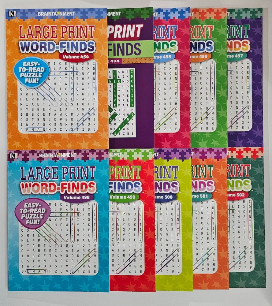 10 New Large Print Word-Finds Puzzle Books Kappa Games Vol#454-502 ~ Search,Hunt