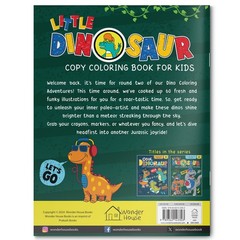 Little Dinosaur Copy Coloring Book For Kids Teal/Turquoise green
