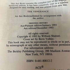 Tek Vengeance Science Fiction Paperback Book by William Shatner 1993
