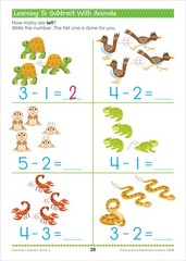 Math Readiness Workbook 64 Pages, Kindergarten, 1st Grade, Telling Time, Coun…