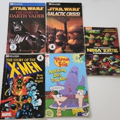 Lot 5 Level 3 & 4 Readers Comic Paperback Books Mixed Star Wars X-Men Turtles