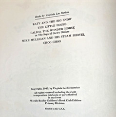 Virginia Lee Burton KATY AND THE BIG SNOW 1943 Early Weekly Reader Book Club Ed