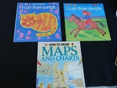 Usborne Lot of 3 Drawing Books – I Can Draw Animals & People + Maps Charts