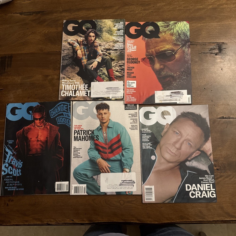 gq magazine Lot Of 5 Timothee chalamet Clooney T. Scott P. Mahomes , D Craig