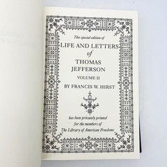 2-Vol Life & Letters of Thomas Jefferson Francis Hirst Library American Freedoms