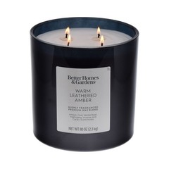 Warm Leathered Amber Scented 4-Wick 80Oz (2.26 Kg) Large Oversized Jar Candle