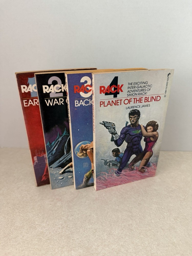 Rack Series Lot Of 4 Complete Set Zebra/Pinnacle 1970’s Laurence James Sci-Fi