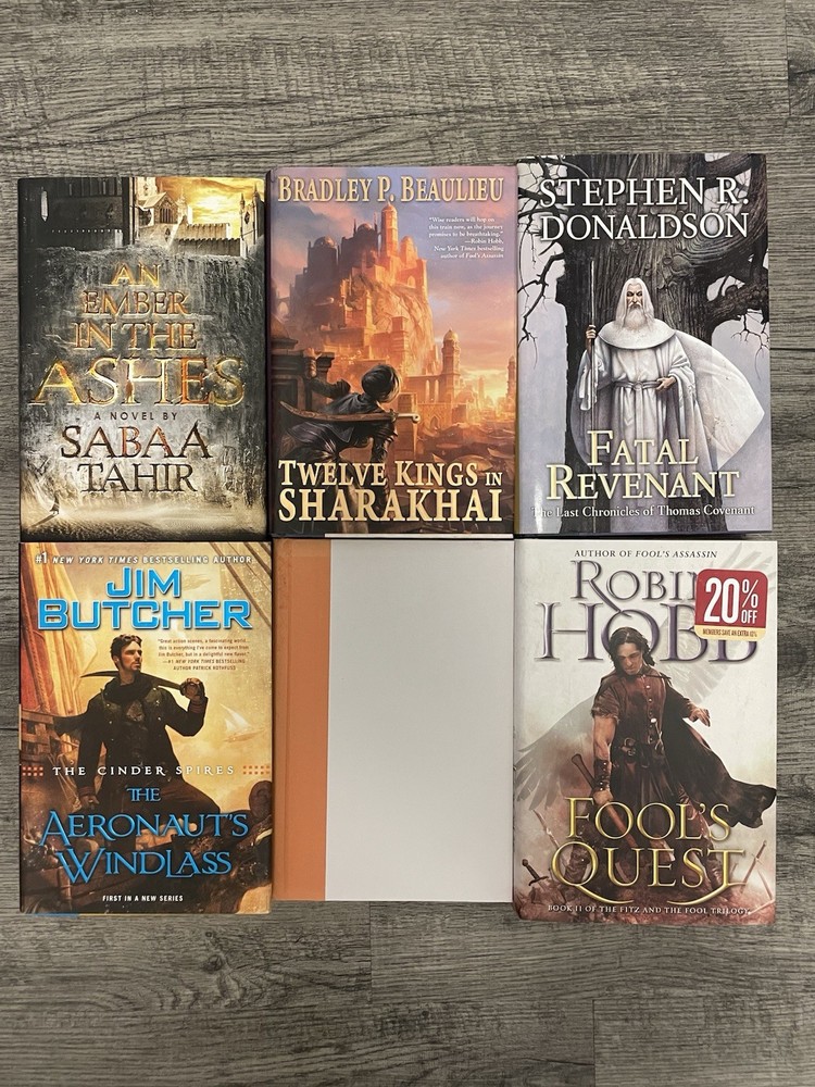 Lot of 6 Fantasy HC Books Jim Butcher Robin Hobb Sabaa Tahir Donaldson Beaulieu