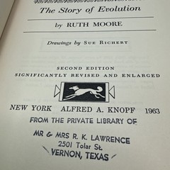 Man Time and Fossils The Story of Evolution Ruth Moore Second Edition 1963 Knopf