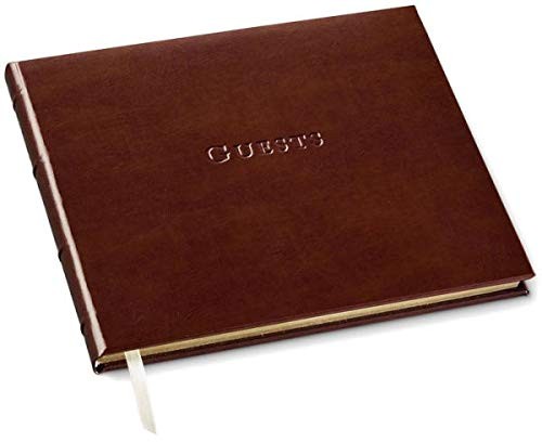 Acadia Tan Leather Guest Book 7×9