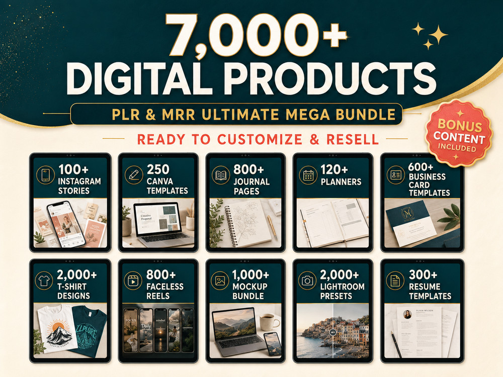 7000+ Done For You Resell Digital Products Bundle Ideal for Passive Income, PLR