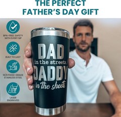20oz Insulated Stainless Steel Tumbler – Dad in the Streets, Daddy in the Sheets