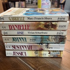 Lot of 6 1980’s Sunfire Romance Novels Merrie Emily Nora Josie Heather Margaret