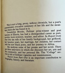 Report From Part One Signed by Gwendolyn Brooks W/Dust Jacket RARE 1st Ed 1st Pr
