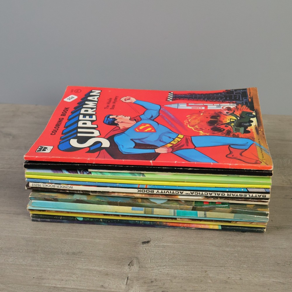 Vintage Coloring Book Lot Star Wars Batman Superman Star Trek Whitman 1970s 80s