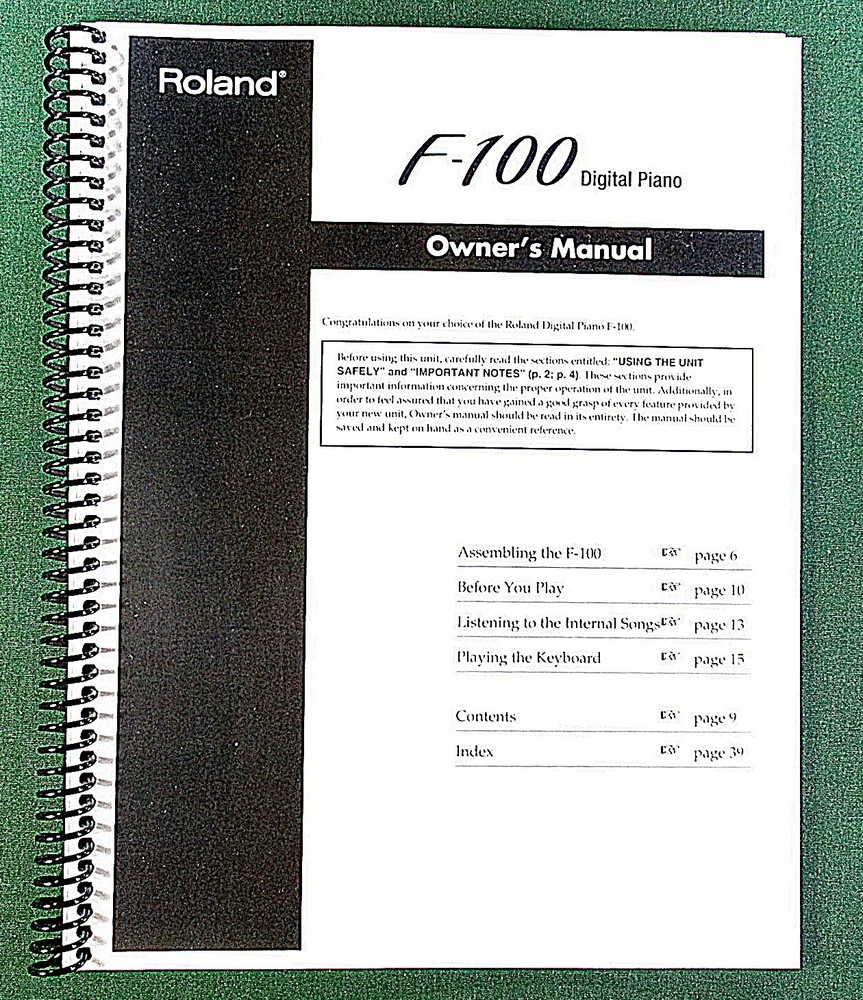 Roland F-100 Owner’s Instruction Manual: 44 Pages & Protective Covers!