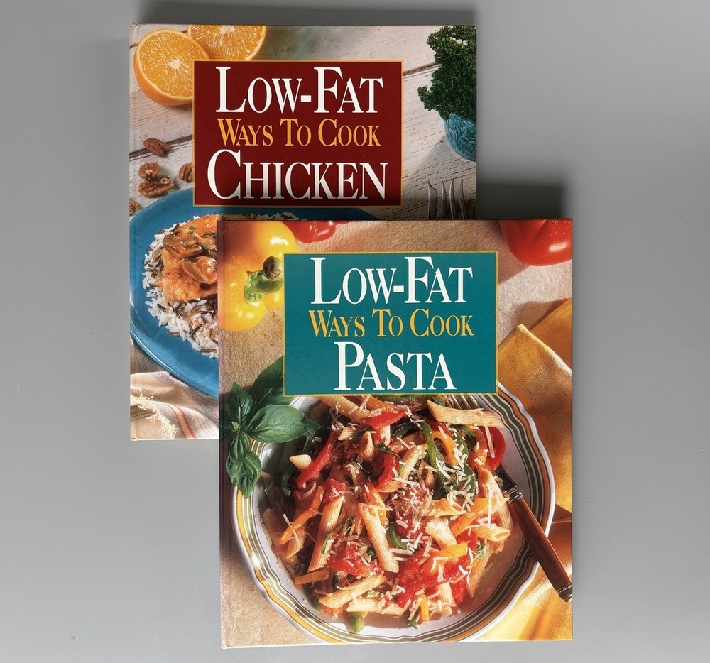 Lot of 2 Low-Fat Ways to Cook Pasta AND Chicken 1990s vtg HC Metal Spiral Bound
