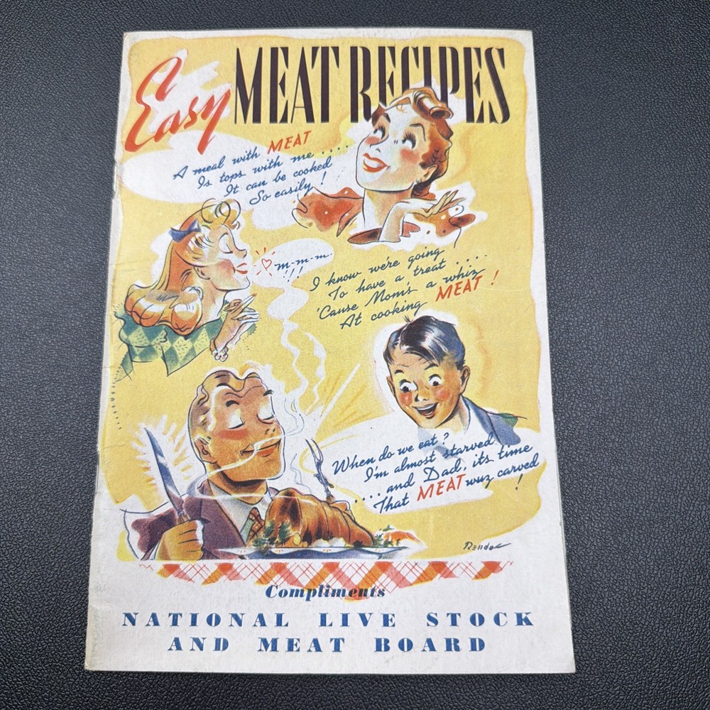 Vintage „Easy Meat Recipes” Cookbook 1940’s 39 pages beef pork lamb