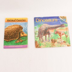 Lot of 2 Children’s Easy Reader Books: Animal Cousins & Dinosaurs