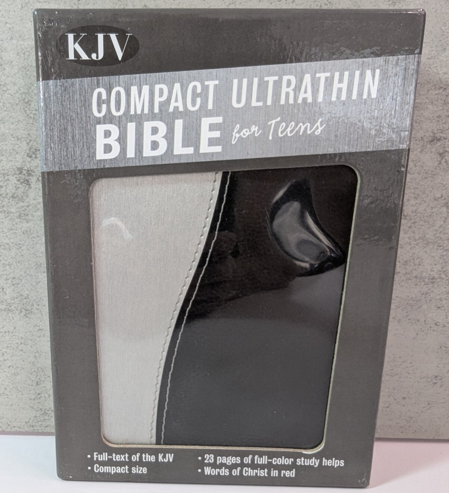 2015 KJV Compact UltraThin Bible for Teens Black & Silver Leather Touch by B&H