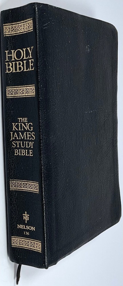 Vintage The King James Study Bible Holy Bible Nelson Black Leather 6.5x 9.5