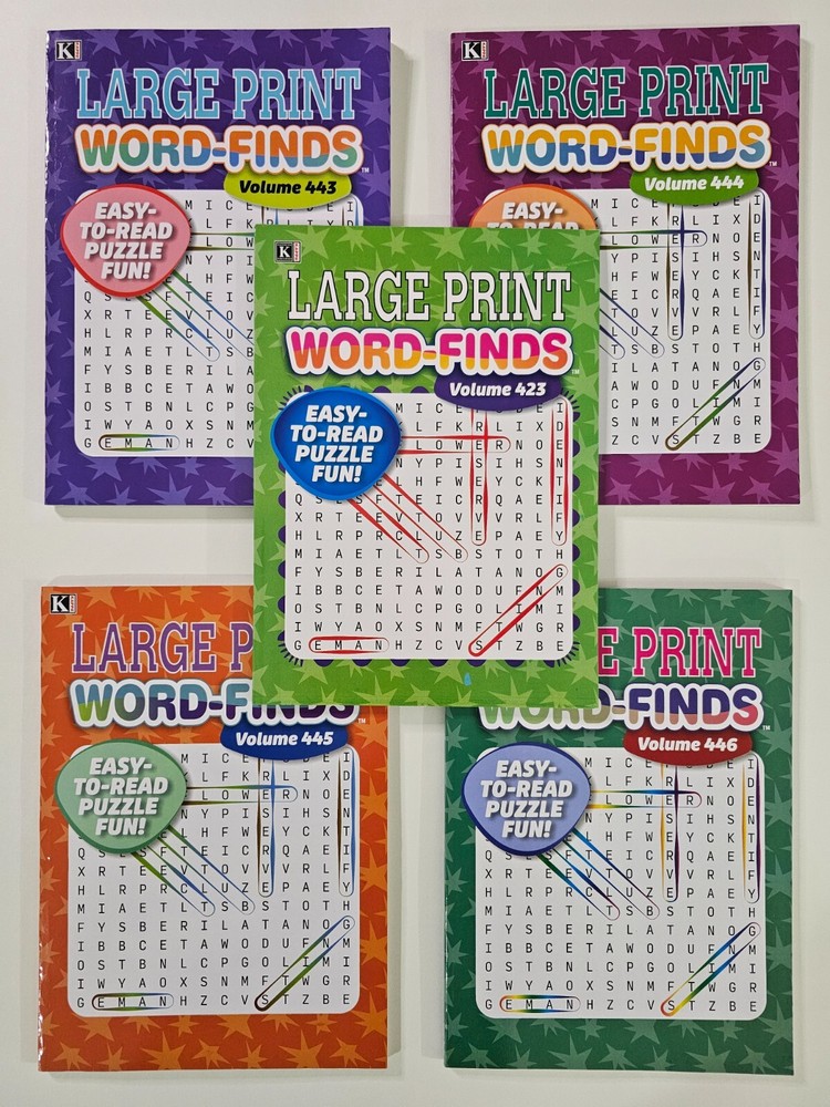 5 Large Print Word-Finds Puzzle Books Kappa Games Vol #423-446 ~ Search,Hunt NEW