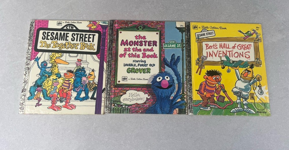 Vintage Sesame Street Hardcover Books Lot of 3 Grover Monster Bert 1972 CTW