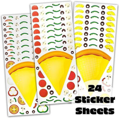 24 Pizza Stickers for Kids (Large 8.5 X 11 Inches) – Ages 3+