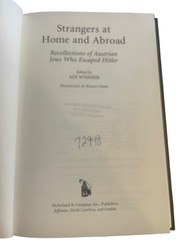 Strangers at Home and Abroad Wimmer 2000 First Ed Austrian Jews History
