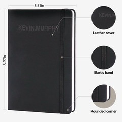 256 Pages Hardcover Leather Notebooks, 80Gsm Classic Lined Journal for Black