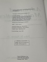 Advanced Mathematics: Incremental Development John H Saxon 1996 HC