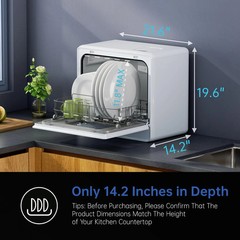 AIRMSEN Large Slim Countertop Dishwasher with Complete 2-Level Rack, Portable Di