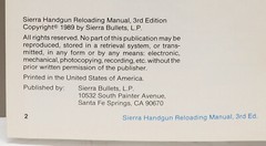 Sierra Handgun Reloading Manual 3rd Edition Book Binder – 1989, 704 pages