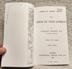 Spartan and Theban Supremacies Charles Sankey Epochs of Ancient History Greek
