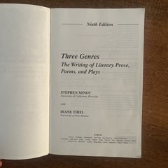 Three Genres Stephen Minot Diane Thiel Ninth Edition Paperback Book Writing