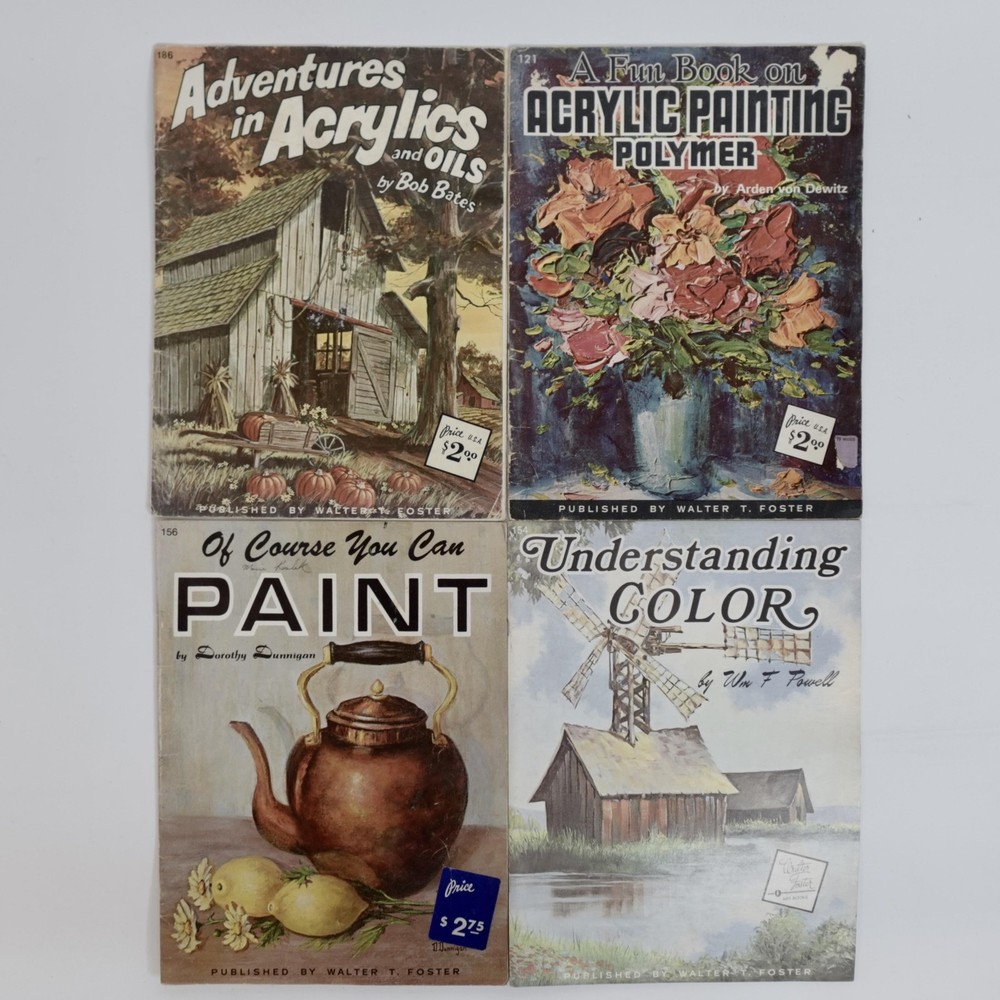 Vintage Walter T. Foster Art Books Acrylic Painting Color Instruction Lot 4