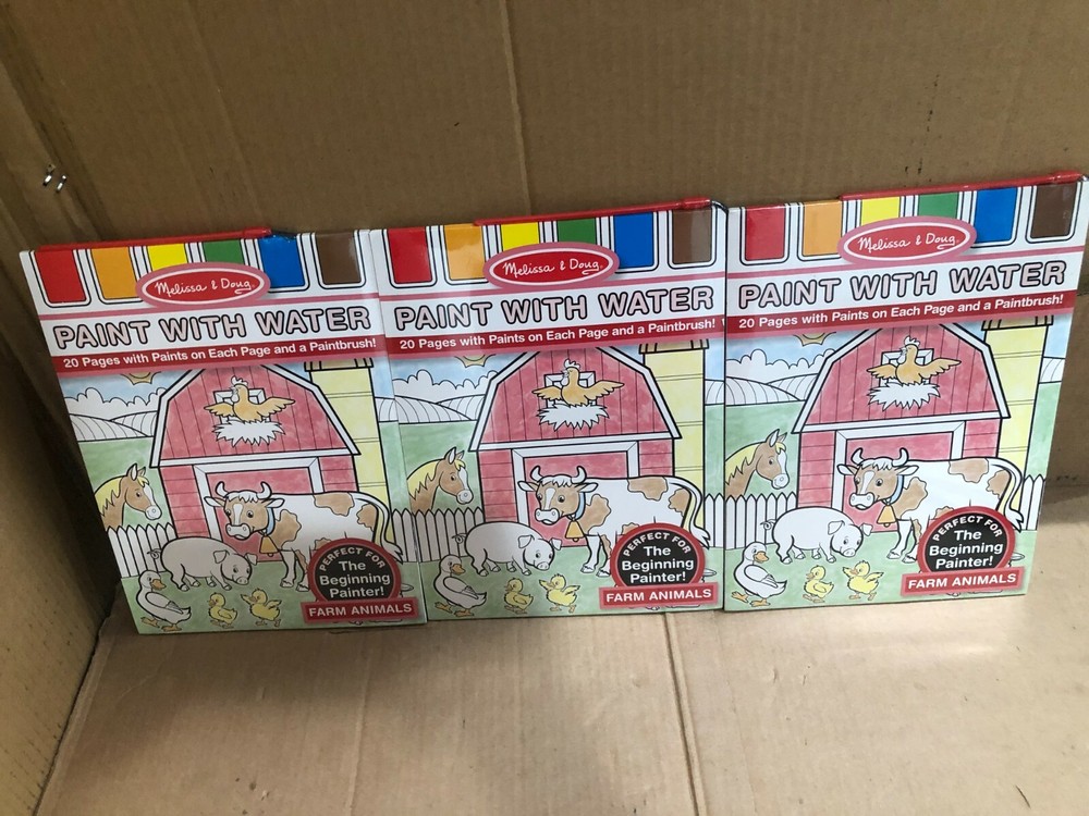 ( 3 PK) Melissa & Doug Paint With Water – Farm Animals 4165 20 PAGES EACH NEW